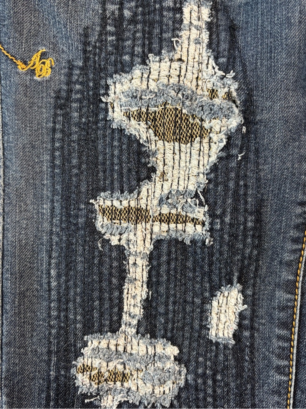 Y2K Vintage Apple Bottoms Dark Blue Distressed Embroidered Skinny Jeans - Picture 10 of 13